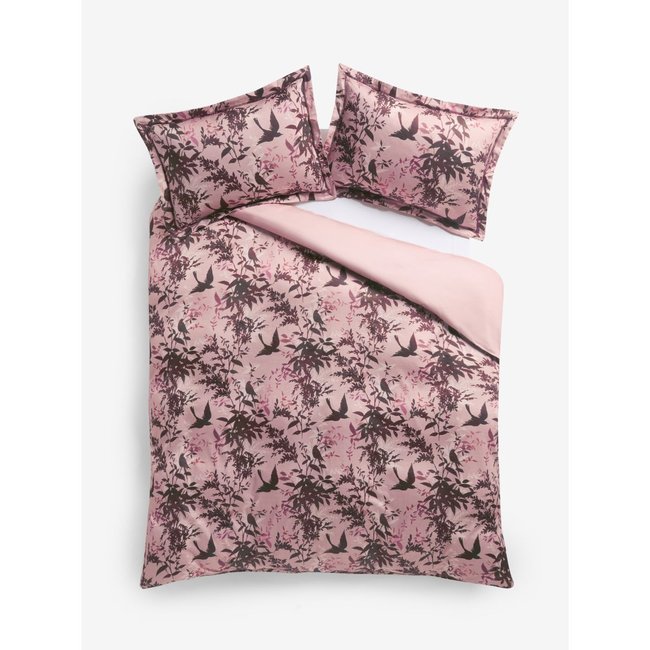 Housse de couette et taie fleurs time travel rose <span itemprop=