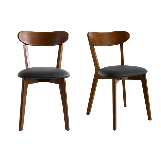 Chaises vintage en bois foncé et tissu effet velours texturé vert kaki (lot de 2) DOVE - MILIBOO