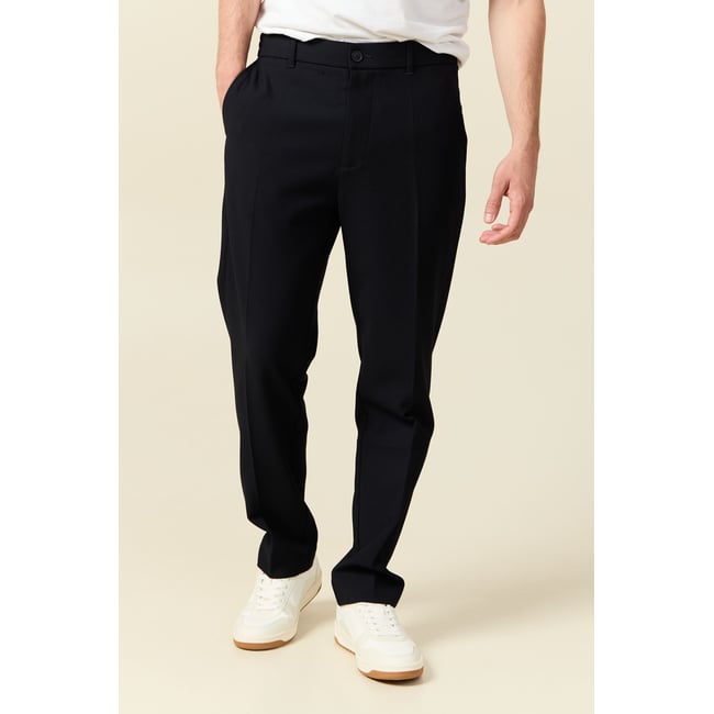 Pantalon droit longueur 32 bleu marine <span itemprop=