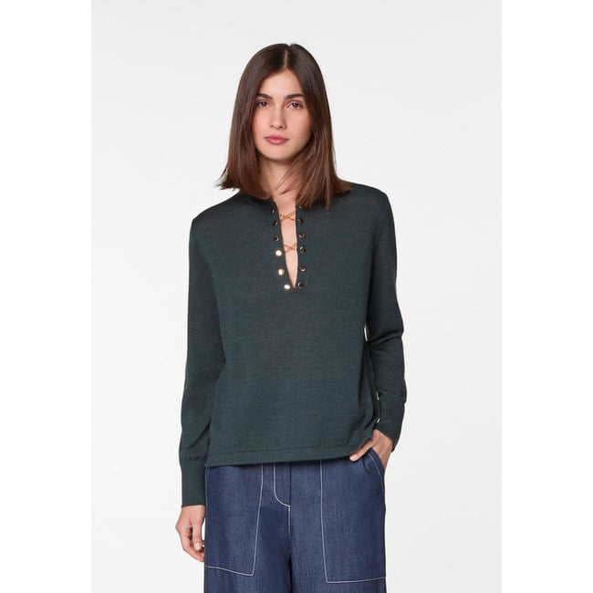 Pull col tunisien en laine mérinos - RODIER