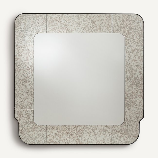 Miroir carré bords en verre finition antique, hauteur 105 cm, ORIS verre antique <span itemprop=