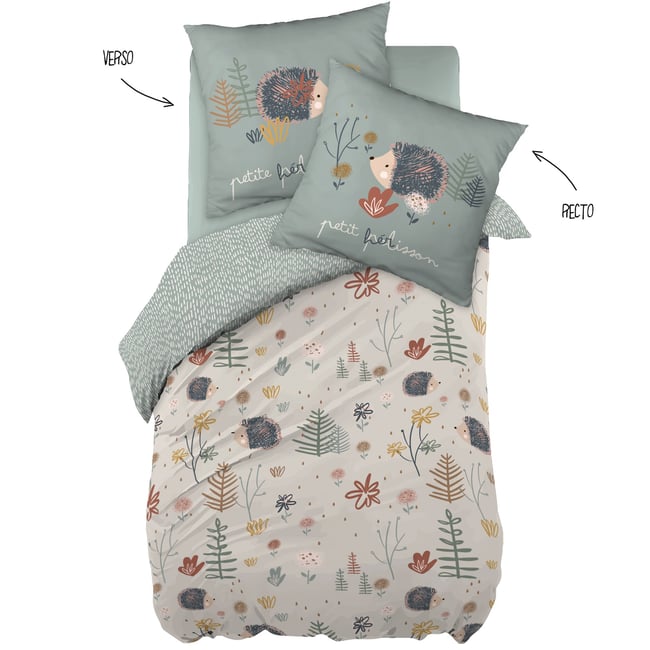 Parure Housse de couette Polisson le herisson bleu <span itemprop=