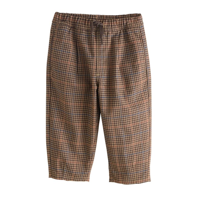 Pantalon habillé confortable carreaux marron fauve <span itemprop=