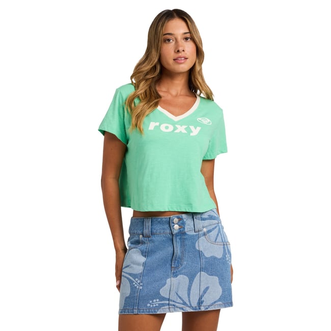 T-Shirt, manches courtes, col rond, Floral. vert katydid <span itemprop=