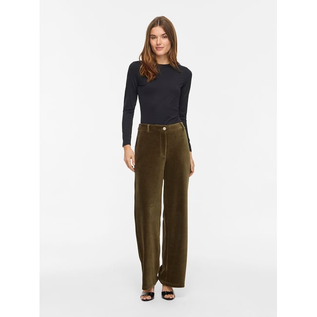 Pantaloni in velluto a coste kaki VILA