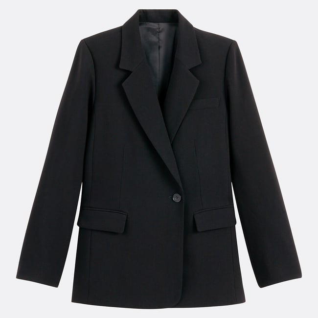 Lang oversize blazer med asymmetrisk knaplukning, sort LA REDOUTE COLLECTIONS