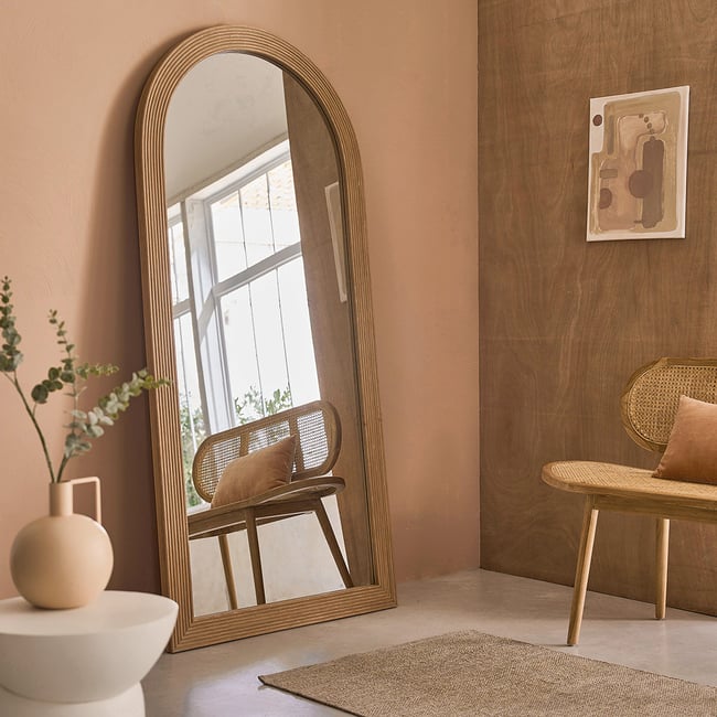 Miroir en rotin 190x91 cm  LEON Couleur naturel <span itemprop=