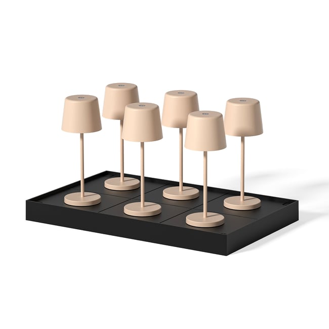 Lot de 6 Lampes de table avec socle 6x KELLY MINI Couleur beige <span itemprop=