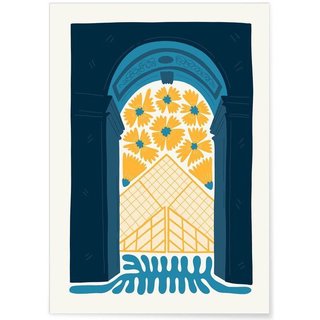 Affiche Paris 6 Le Louvre Couleur blanc <span itemprop=
