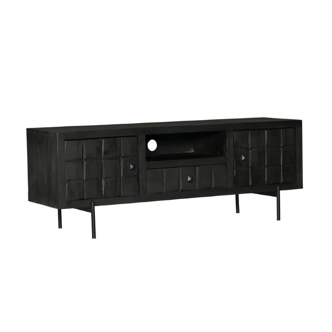 Meuble TV 180 cm en bois décor damier UDA - PIER IMPORT