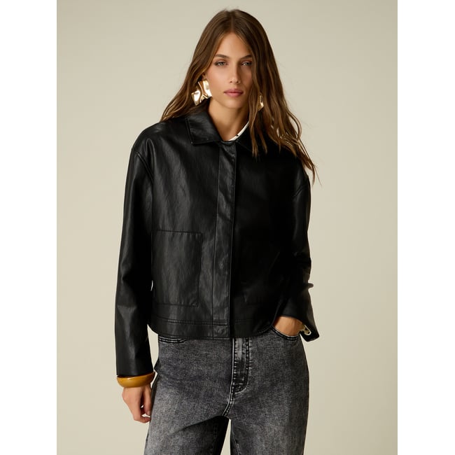 Blouson avec col chemise noir <span itemprop=