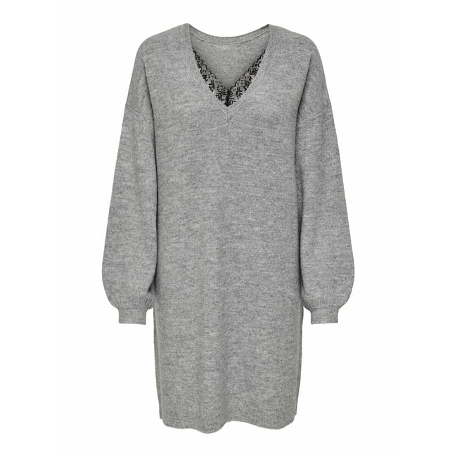 Robe pull réversible light grey chiné <span itemprop=