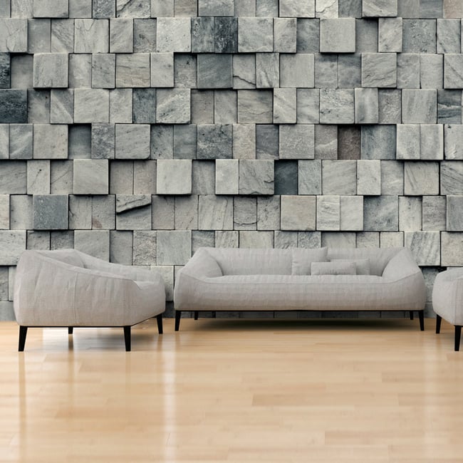 Papier peint intissé panoramique Magic of the Stone Couleur gris / argent <span itemprop=