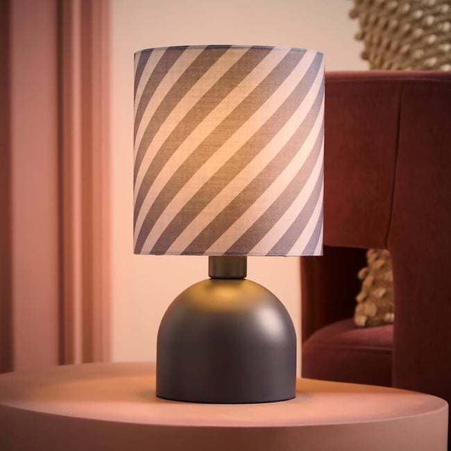 Meghan Table Lamp with Striped Shade in Teal, teal, SO'HOME