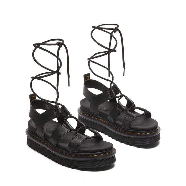 Sandales spartiates Nartilla en cuir Athena noir <span itemprop=
