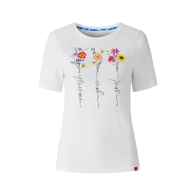 T-shirt à motif floral blanc <span itemprop=