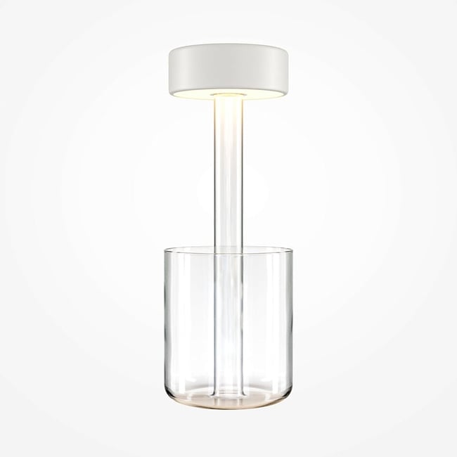 Lampe d'appoint sans fil avec vase ALMA Couleur blanc <span itemprop=