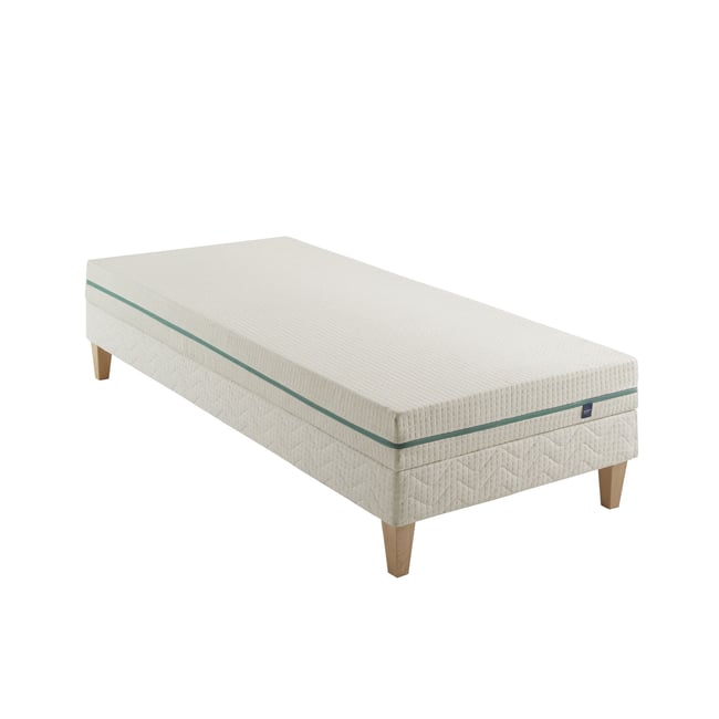 Ensemble matelas naturel latex naturel, sommier et pieds Aube 200 Couleur ecru <span itemprop=