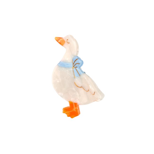 Mini pince à cheveux OIE blanc et bleu ciel <span itemprop=