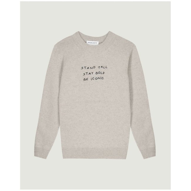 Pull en laine, manches longues, col rond CHOISEUL beige <span itemprop=