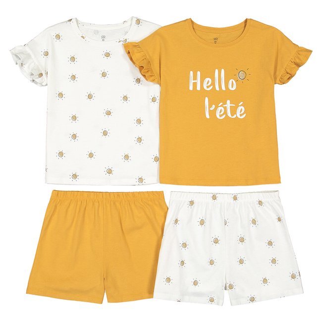 Pack of 2 Short Pyjamas in Sun Print yellow + ecru LA REDOUTE COLLECTIONS