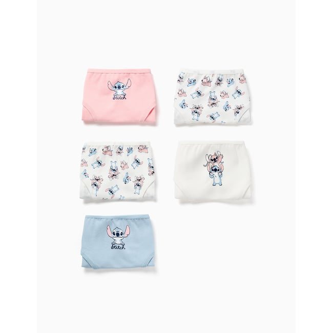 Lot de 5 culottes en coton avec imprimés Stitch multicolore <span itemprop=