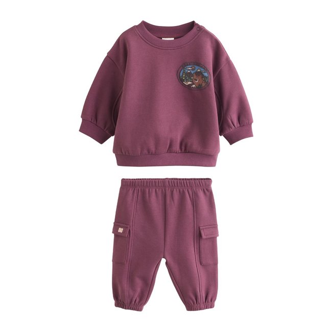 Ensemble sweat et pantalon de jogging bébé ours rouge de bourgogne <span itemprop=