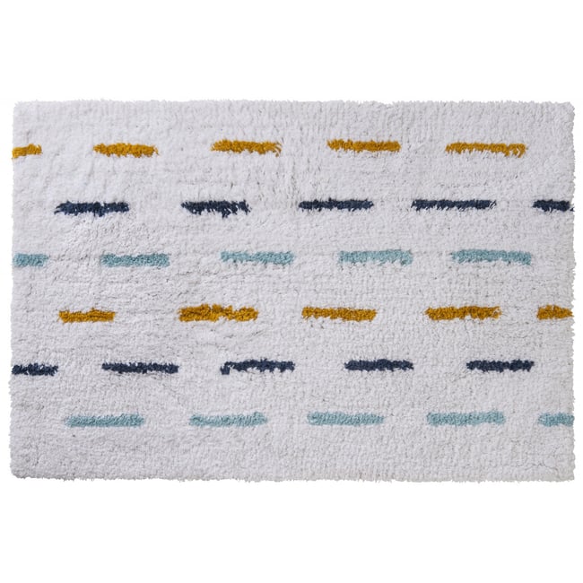 Tapis déco enfant en coton STRIPE Couleur blanc <span itemprop=