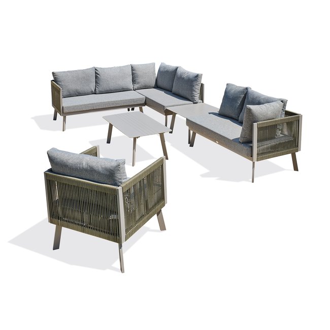 Salon de jardin en aluminium MANOSQUE gris <span itemprop=