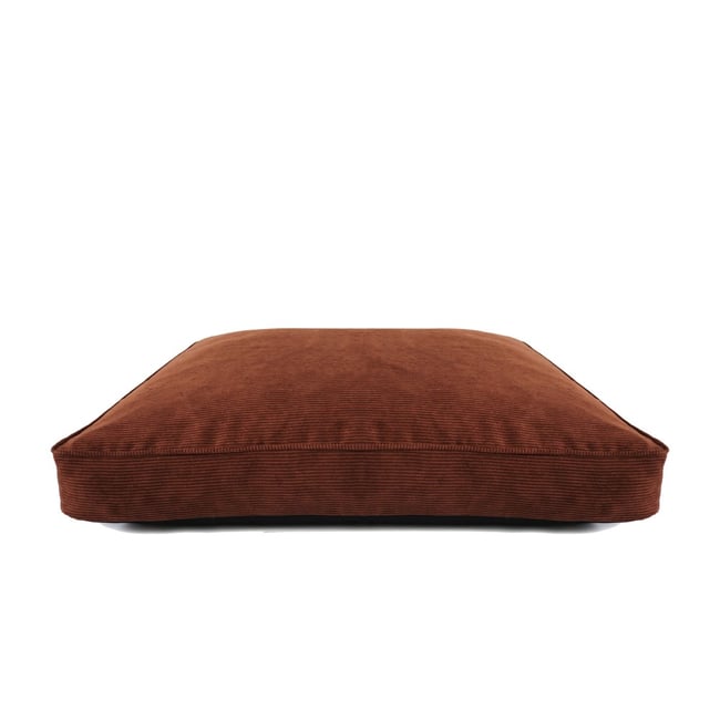 Lit orthopédique en velours côtelé, BASTILLE orange rouille <span itemprop=