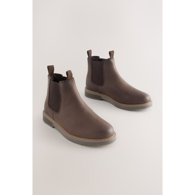 Bottes chelsea en cuir marron chocolat <span itemprop=