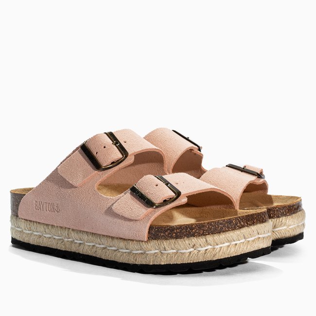 Sandales en cuir suedé ALCEE pour femme orange <span itemprop=
