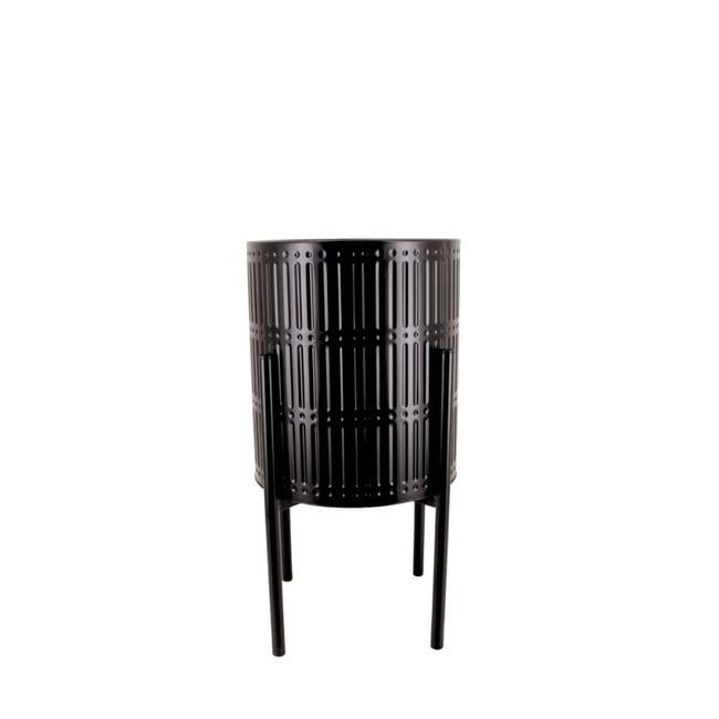 Cache pot en métal structuré 31x61cm Couleur noir <span itemprop=
