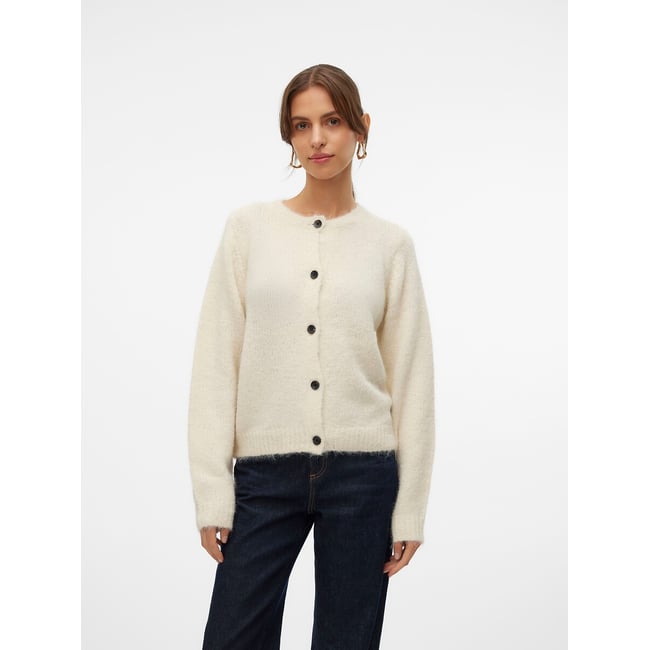 Gilet boutonné col rond  beige clair <span itemprop=