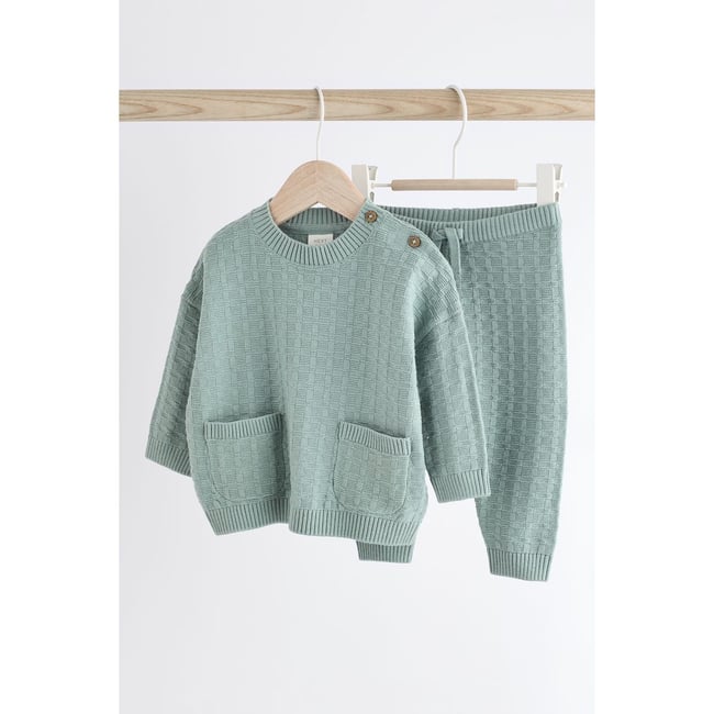 Pull maille texturée et legging bébé minéral <span itemprop=