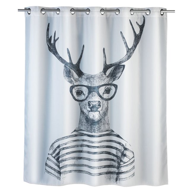 Rideau De Douche Anti-moisissure Cerf - Polyester gris <span itemprop=