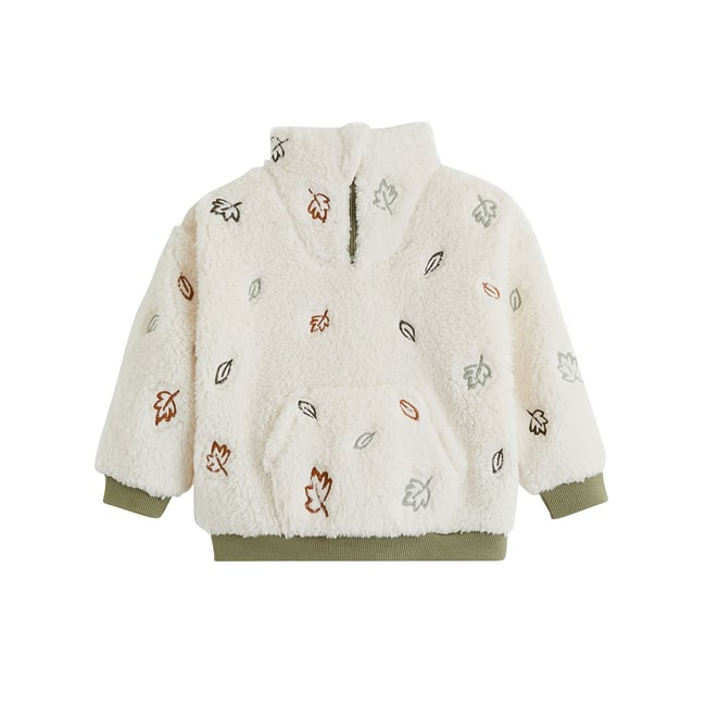Sweat-shirt bébé en sherpa Ginkgo ecru <span itemprop=