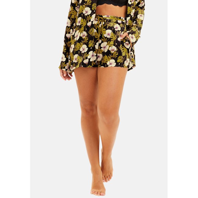 Short TRENDY MIX imprimé feuillage monstera noir <span itemprop=