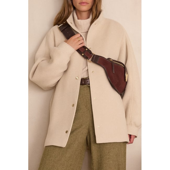 Manteau mi-long DAMIEN en laine blanc <span itemprop=