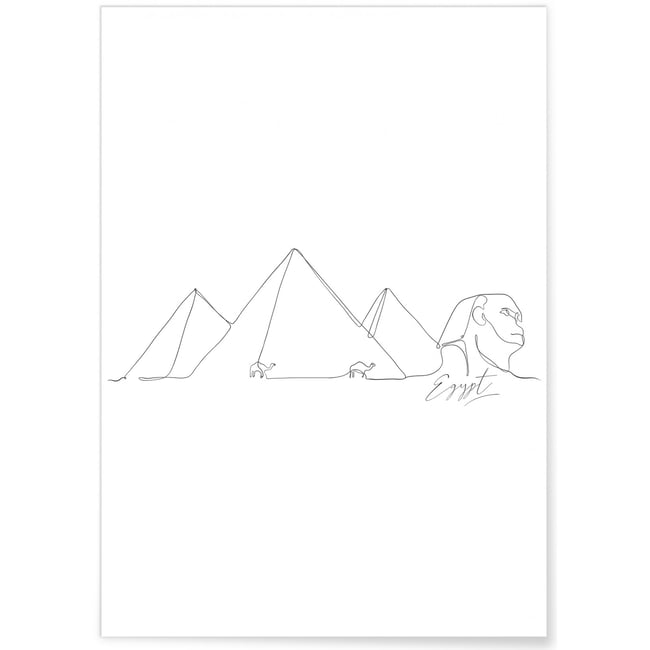 Affiche Line Art Egypte Couleur blanc <span itemprop=