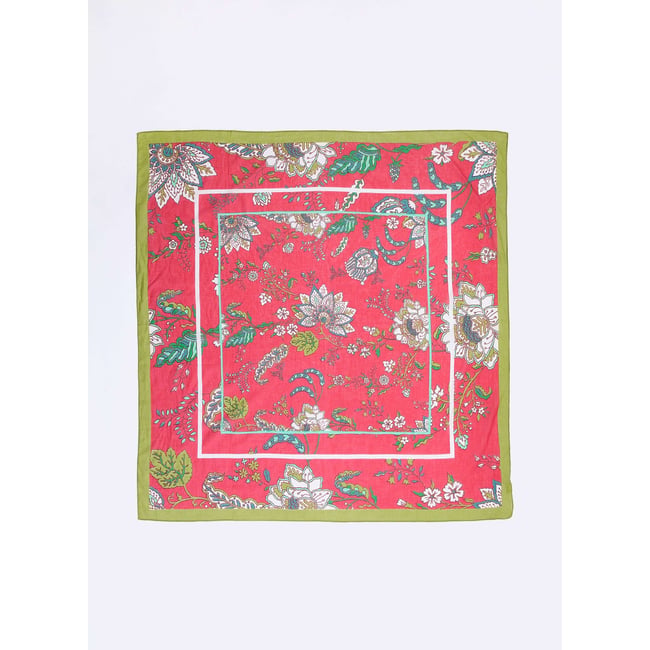 Grande étole voile de coton imprimée MAXI rouge suneila <span itemprop=