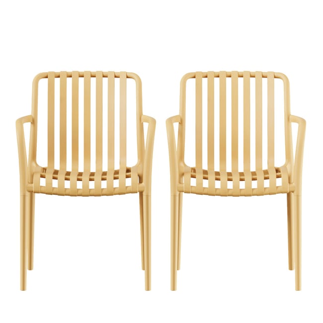 Lot de 2 fauteuils de jardin en résine- BRANO sable <span itemprop=