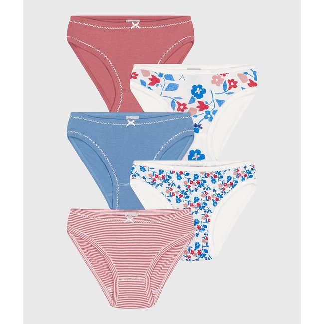 Lote de 5 braguitas rosa + azul + blanco <span itemprop=