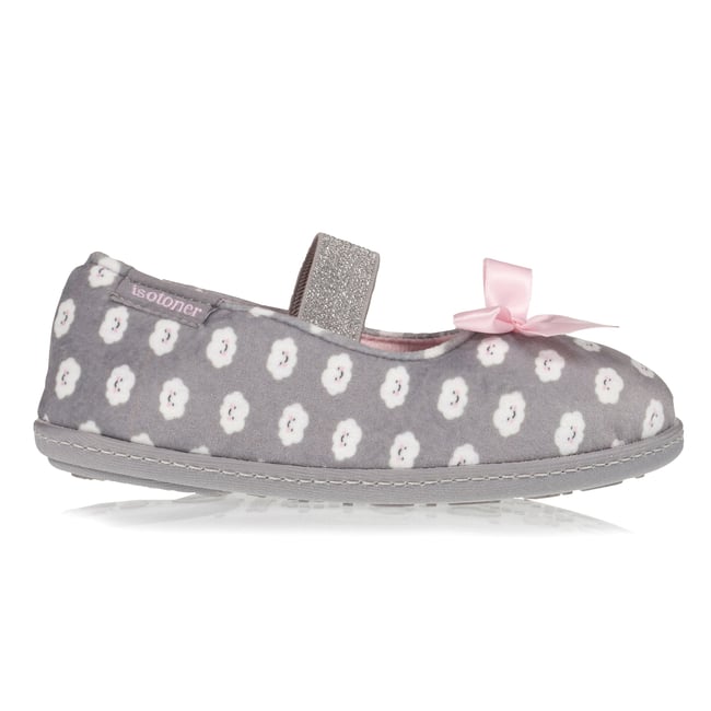 Isotoner - Chaussons Ballerines Pour Fille En Microvelours - Élastique De Maintien, Semelle Antidérapante, Lavable Machine - 6