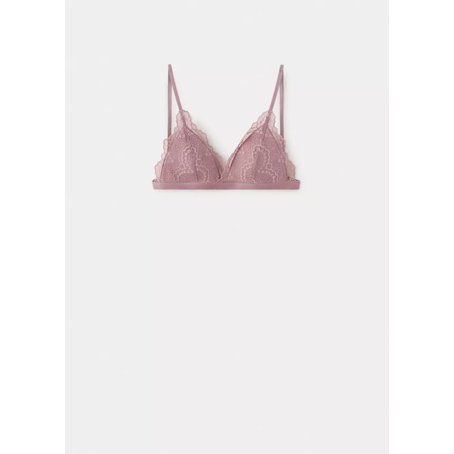 Soutien-gorge triangle en dentelle rose <span itemprop=