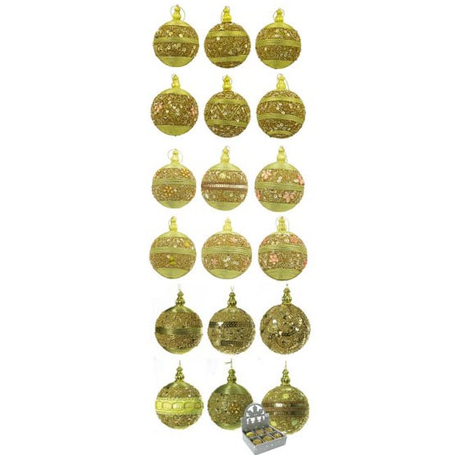 Lot de 6 Boules de Noël Or a Sequins Couleur jaune <span itemprop=