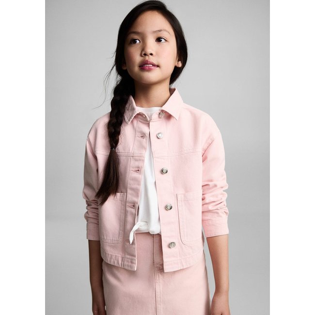 Blouson en jean poche rose <span itemprop=