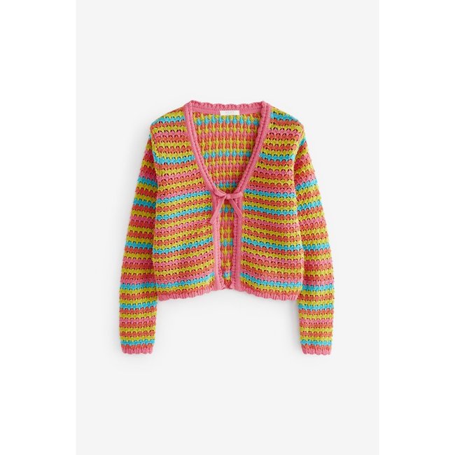 Cardigan au crochet coupe classique arc-en-ciel <span itemprop=