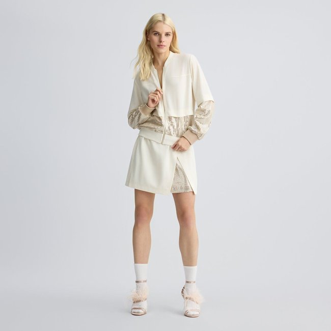 Mini jupe avec paillettes beige <span itemprop=