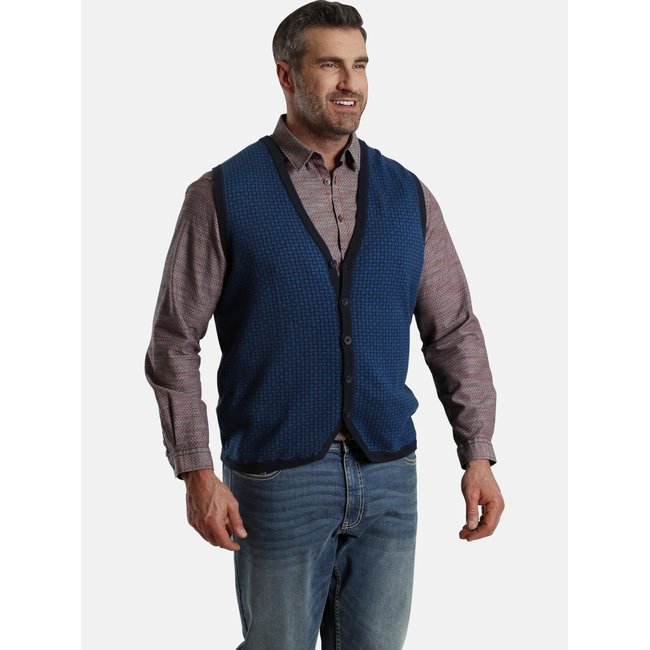 Gilet de costume en maille DUKE KALMAN bleu à dessin <span itemprop=